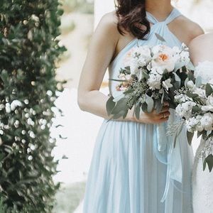 Azazie bridesmaid dress in sky blue color